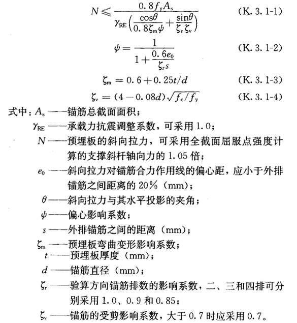 K.3 单层钢筋混凝土柱厂房柱间支撑端节点预埋件的截面抗震验算，插图 1