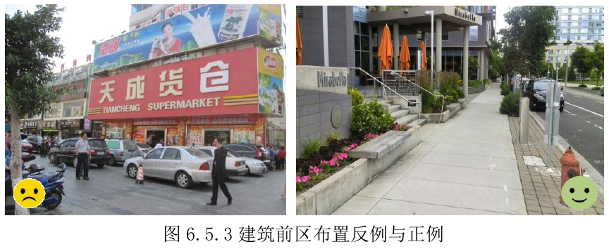 图6.5.3建筑前区布置反例与正例
