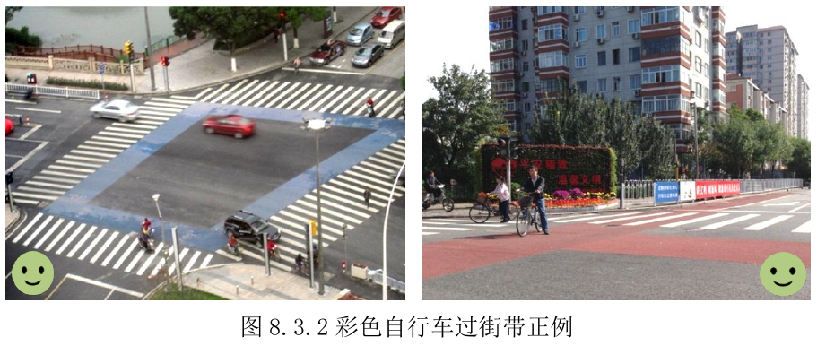 图8.3.2彩色自行车过街带正例