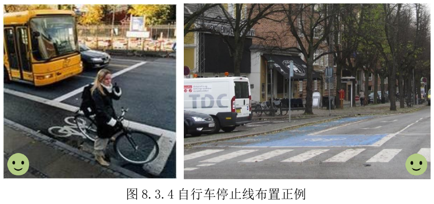 图8.3.4自行车停止线布置正例