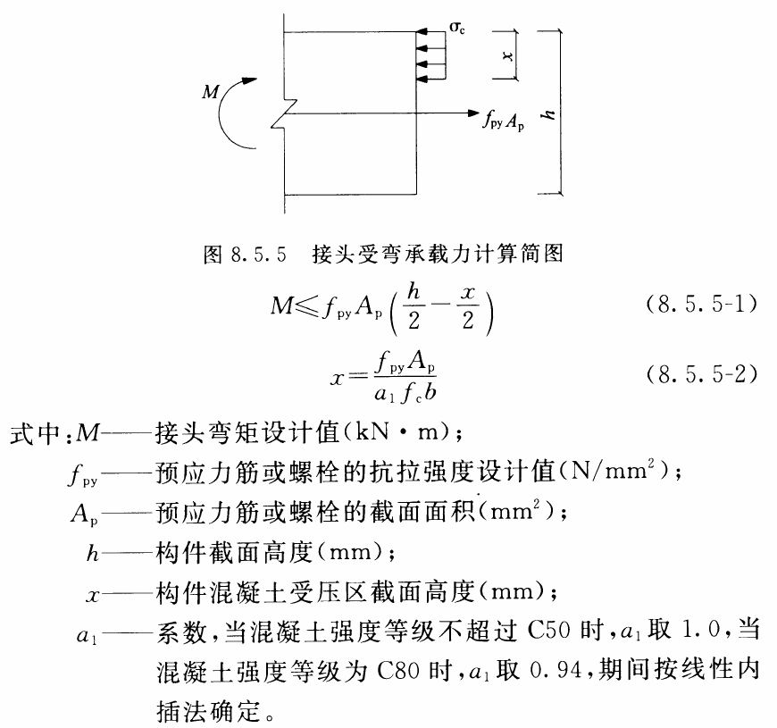 图8.5.5、公式8.5.5-1和8.5.5-2及符号说明