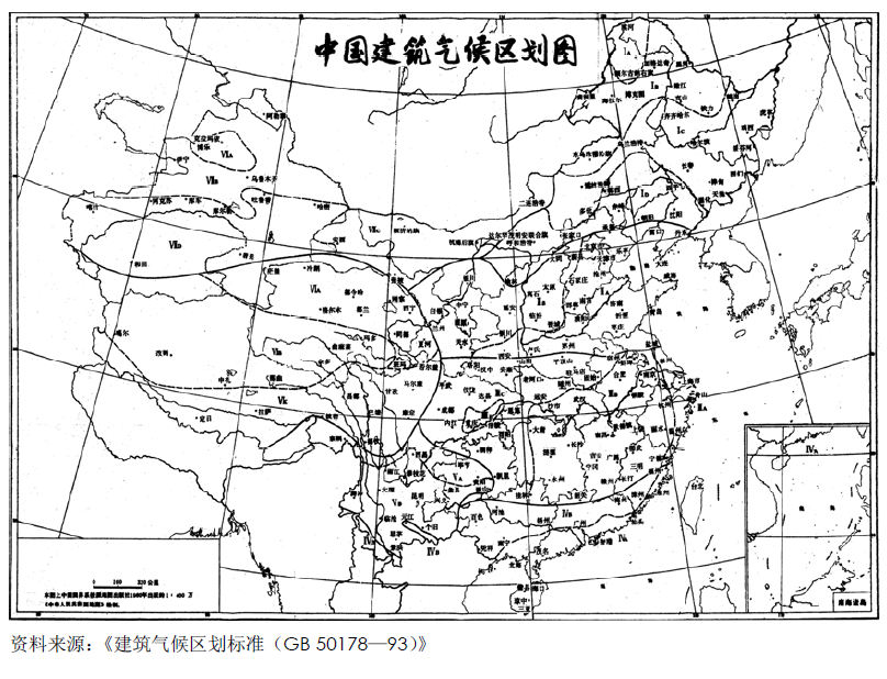 附录B 中国建筑气候区划图，插图 1